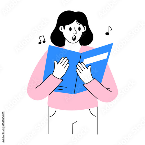 A sketchy style illustration showing a soloist performer 
