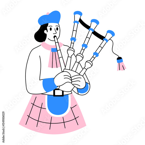 Doodle style illustration depicting a qanun player performing live

