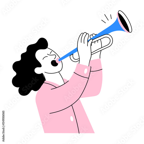 An illustration of trumpet player in sketchy style
