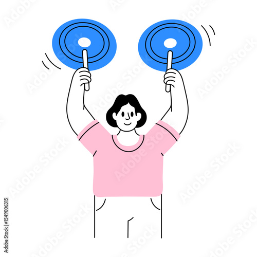Drawing style illustration depicting a cymbal player 
