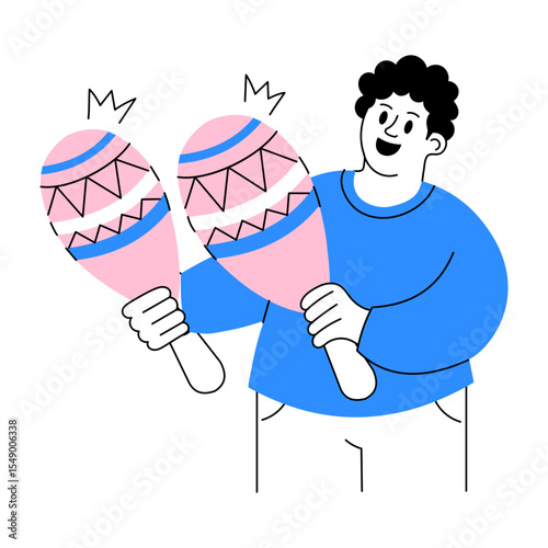 A hand drawn illustration of a maracas player 