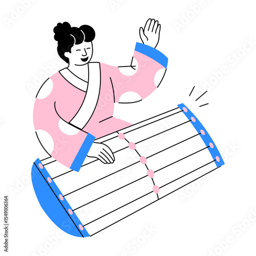 Sketchy style illustration showing a korean gayageum 
