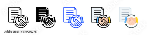Contract Renewal Icon Collection With Multiple Styles