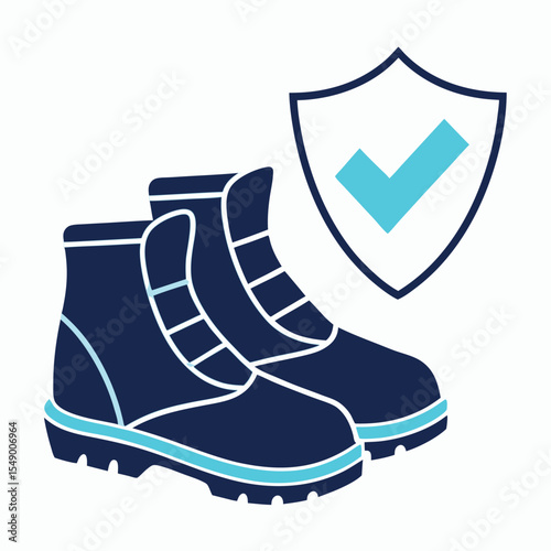 Icon of safety boots with a shield and checkmark symbol