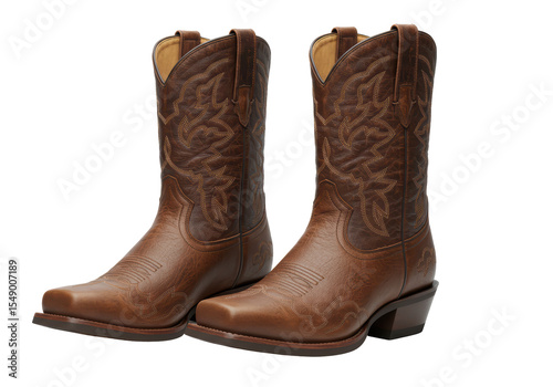 Wallpaper Mural Isolated Pair of Brown Leather Cowboy Boots Torontodigital.ca