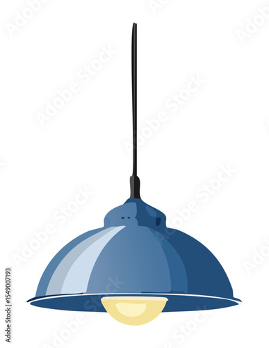 Wide Dome Blue Pendant Lamp for Spacious Interiors