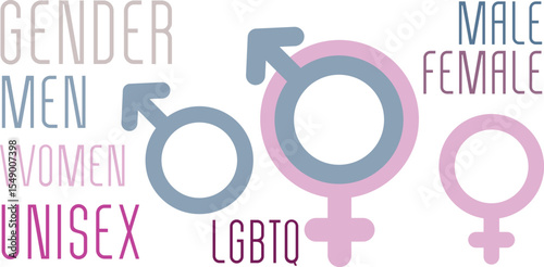 Gender symbol on pastel pink and blue.
