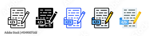 Markup Document Icon Collection With Multiple Styles