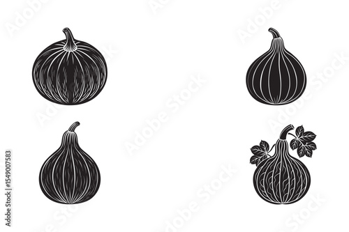   black silhouette of butternut squash bundle on the white background