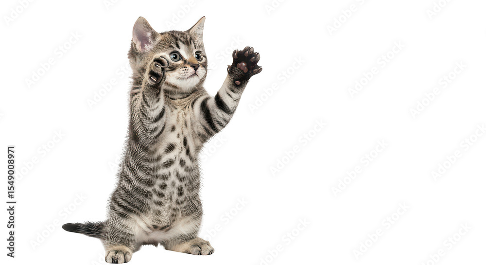 Fototapeta premium Adorable Kitten Playing Reaching Up