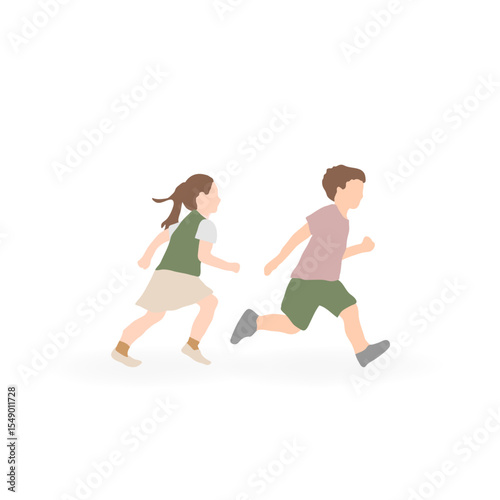  Children Running in Casual Clothes