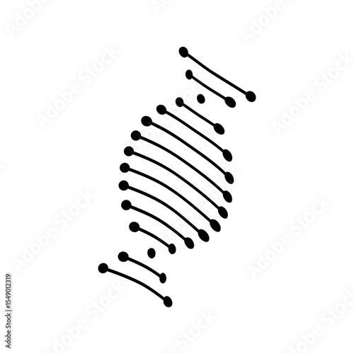 Deoxyribo Nucleic Acid (DNA) black simple vector tilt perspective. DNA logo. DNA Structure icon.