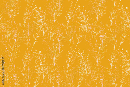 Elegant seamless vector pattern with delicate botanical stems on a vibrant yellow background. Nature ornament for textile prints, wallpapers, packaging, and feminine design themes