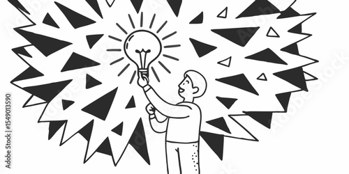 Innovation Lightbulb Hand-Drawn Icon – Creativity, Idea, and Invention