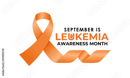 Illustration on the theme of Leukemia Awareness month with orange colored ribbon. Support the Fight Against Blood Cancer. Encourage blood and bone marrow donations. Banner poster, social media, design