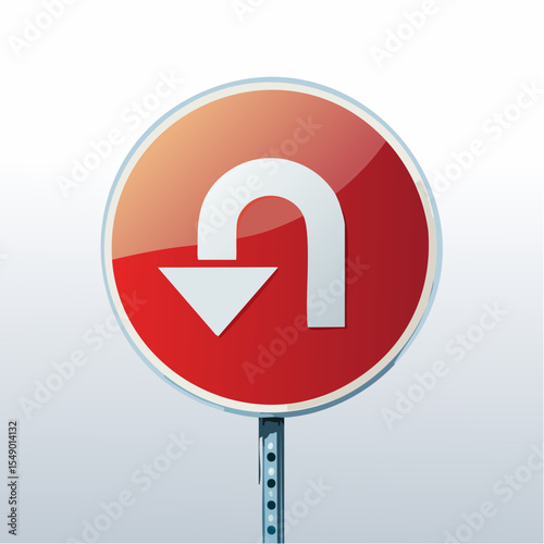 A red circular road sign design used for u-turns, with no actual arrows or writing included.