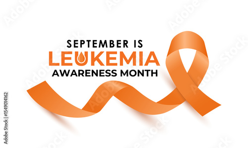 Illustration on the theme of Leukemia Awareness month with orange colored ribbon. Support the Fight Against Blood Cancer. Encourage blood and bone marrow donations. Banner poster, social media, design