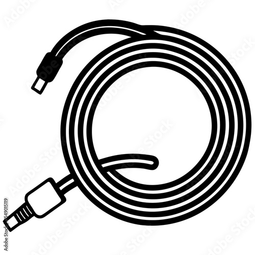 Coiled USB Cable: A neatly coiled USB cable with connectors at each end, ready for connection.