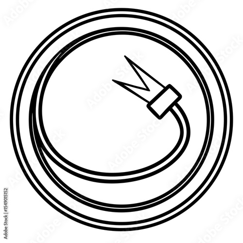 Network Cable Icon: A minimalistic monochrome icon of a coiled network cable. It represents connectivity and digital communication.