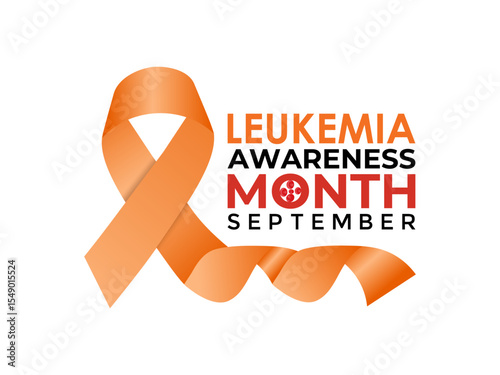 Illustration on the theme of Leukemia Awareness month with orange colored ribbon. Support the Fight Against Blood Cancer. Encourage blood and bone marrow donations. Banner poster, social media, design