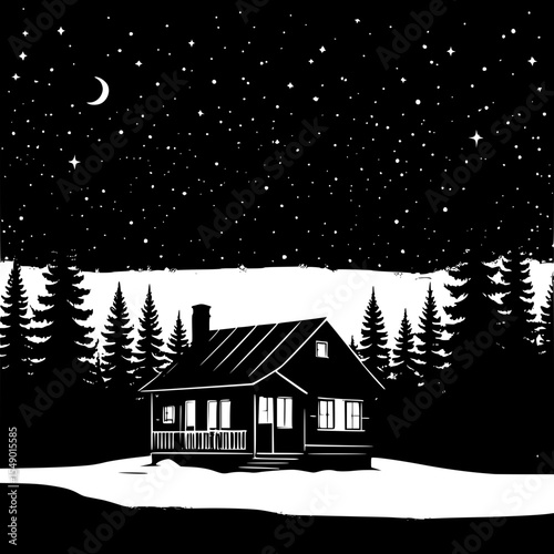 winter landscape with house