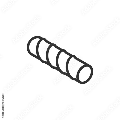 Reinforcing bar, linear icon. Steel rod for concrete construction. Line with editable stroke.