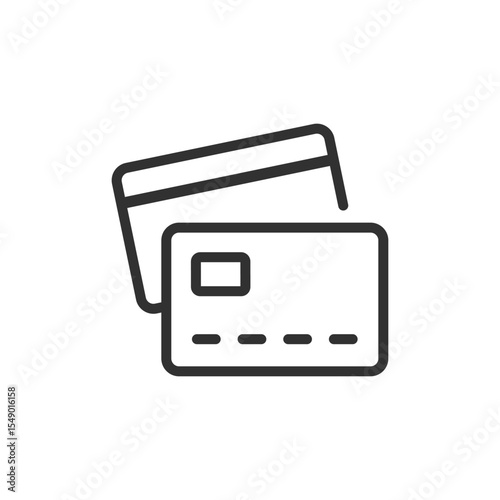 Credit or debit card, linear icon. Payment method or financial account. Line with editable stroke.