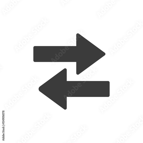 Two arrows, solid icon. Data or money exchange and synchronization.