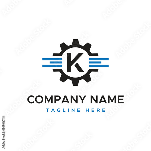Innovative K Gear Logo Design Mechanical Engineering and Technology Brand Identity