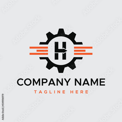 Modern H Letter Gear Logo Design Industrial Strength and Innovation