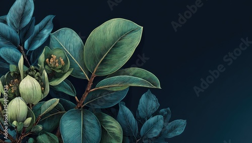 Serene Foliage Display on a Deep Emerald Background