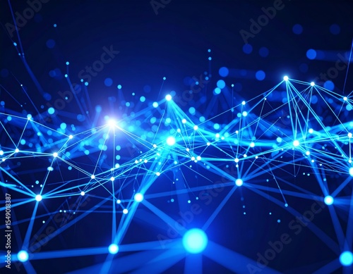 Neural Network Visualization 3D Streaming Data with Blue Light Connection 