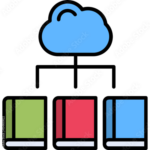 Digital Library Vector Icon Design