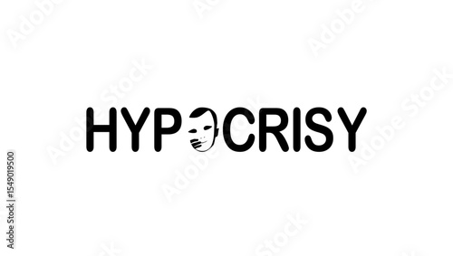 Hypocrisy inscription, black isolated silhouette