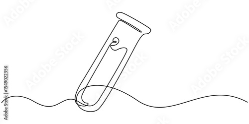 Continuous Line Blood Collection Tube Icon, Blood analysis, sampling set. Test tube rack, medical tests, medical supplies, equipment one line art. Continuous line drawing of laboratory, research.