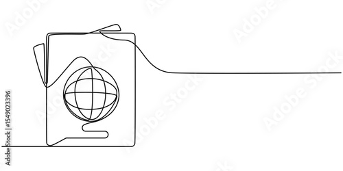 Continuous Line Drawing of Passport Icon. Hand Drawn Symbol Vector Illustration, One Continuous Line Drawing of Passport Icon. Single Line Vector Illustration, One Continuous Line Drawing of Visa.
