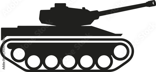 Military Tank Silhouette: Armored Vehicle for Combat and Defense Icon