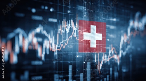 Swiss flag displayed on a financial data screen