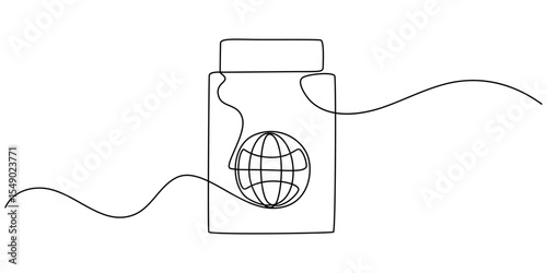 Continuous Line Drawing of Passport Icon. Hand Drawn Symbol Vector Illustration, One Continuous Line Drawing of Passport Icon. Single Line Vector Illustration, One Continuous Line Drawing of Visa.