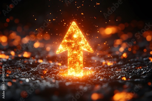 Glowing Arrow Rising from Fiery Ground Dynamic Concept for Success and Growth