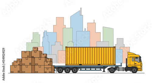 Freight Truck Transporting Goods Across the City A Vital Component of Modern Logistics