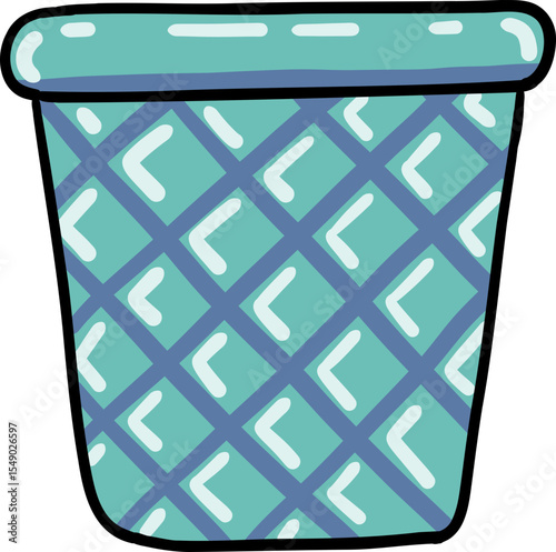 Hand drawn Bathroom elements doodle, Colorful Laundry basket