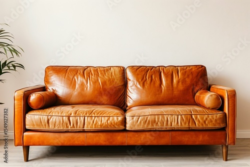 Canapé en cuir dans une salle vide, sofa et attente 