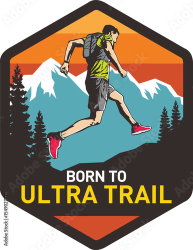 Trail running logo shillouete - vector logo illustration.
