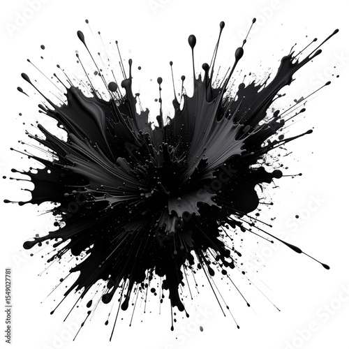 Exploding Black Ink Burst – Isolated Splash Effect on Transparent Background