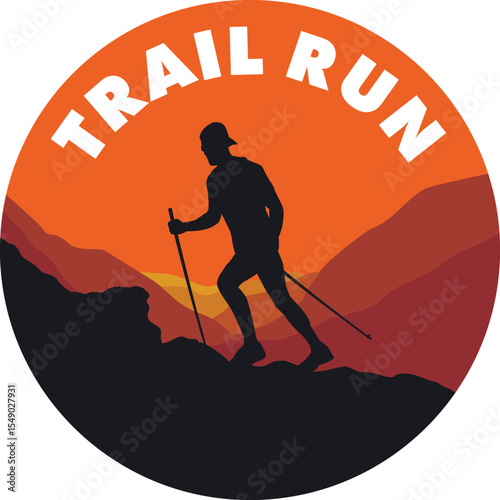 Trail running logo shillouete - vector logo illustration.
