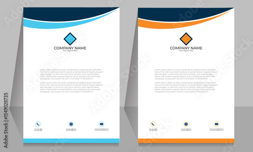 Adobe Illustrator Artwork: Modern corporate letterhead templates in orange and blue 