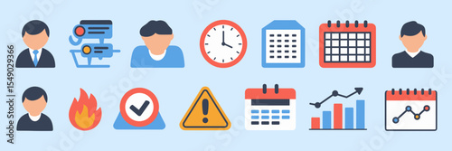 Vector illustration of HR and employee management icons – Ideal for HR platforms, workflow tools, or employee handbook designs