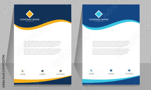Adobe Illustrator Artwork: Modern corporate letterhead templates in orange and blue 