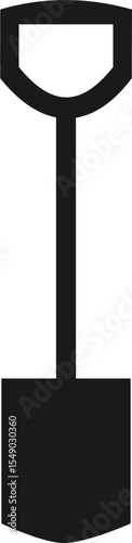 Shovel Icon – Black Flat Vector Symbol of Tool, Digging, and Gardening